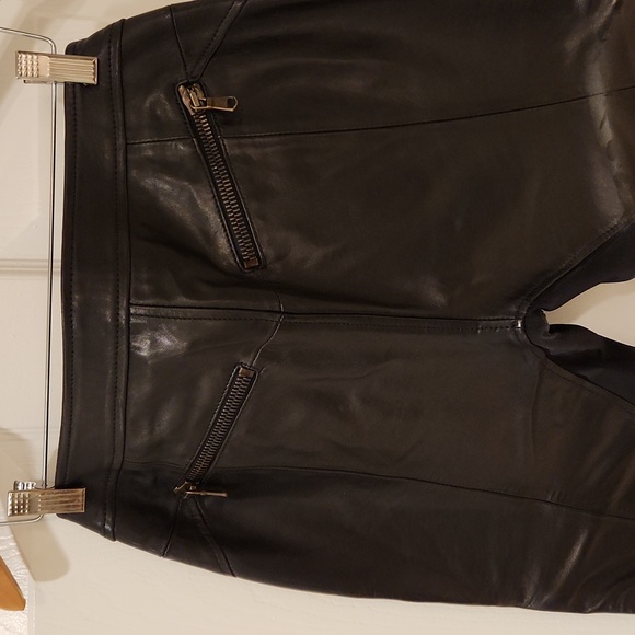 RED VALENTINO LOW RISE LEATHER BIKER PANTS - Picture 5 of 7